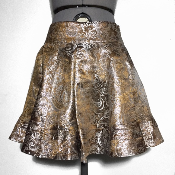 Norma Jean Dresses & Skirts - Party Look Gold & Silver Skater Skirt 8